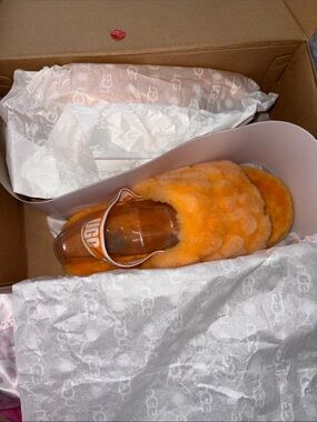 UGG Orange Fluff Slide with Branded Strap